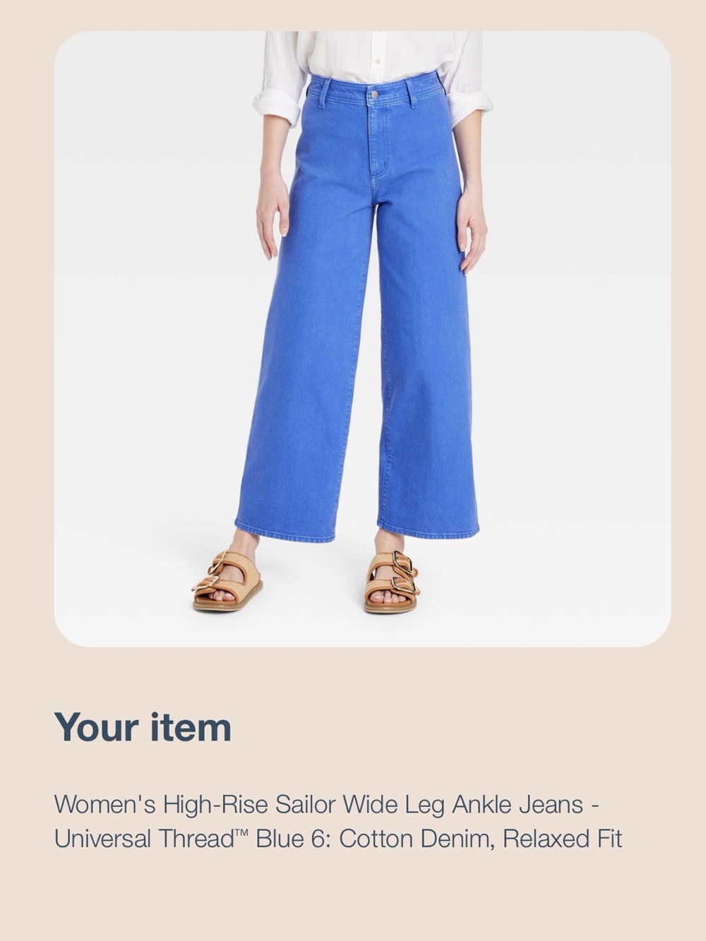NWT Universal Thread Women's High-Rise Sailor Wide Leg Ankle Jeans - SIZE 6